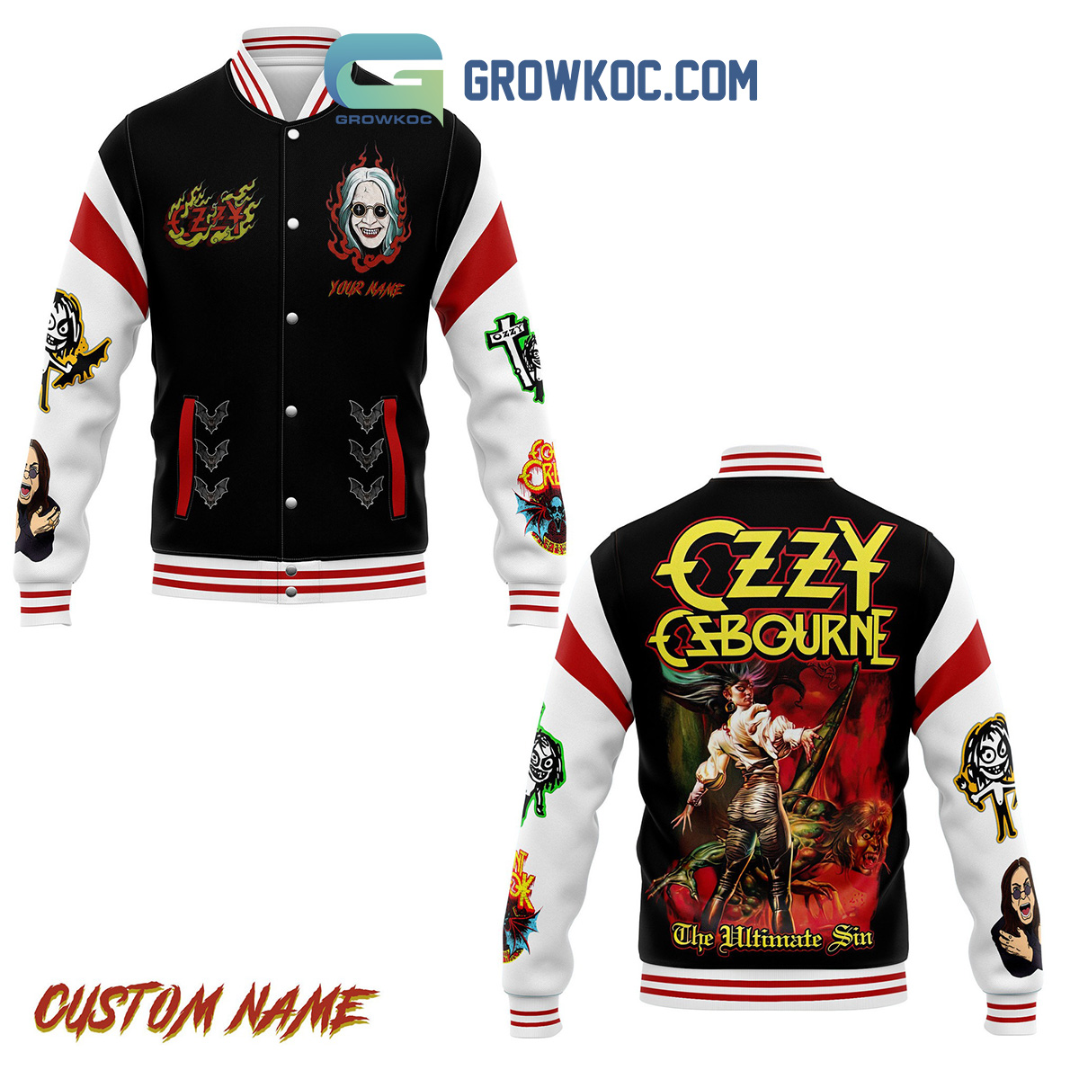 Ozzy Osbourne The Ultimate Sin Personalized Baseball Jacket2B1 Bp5uV