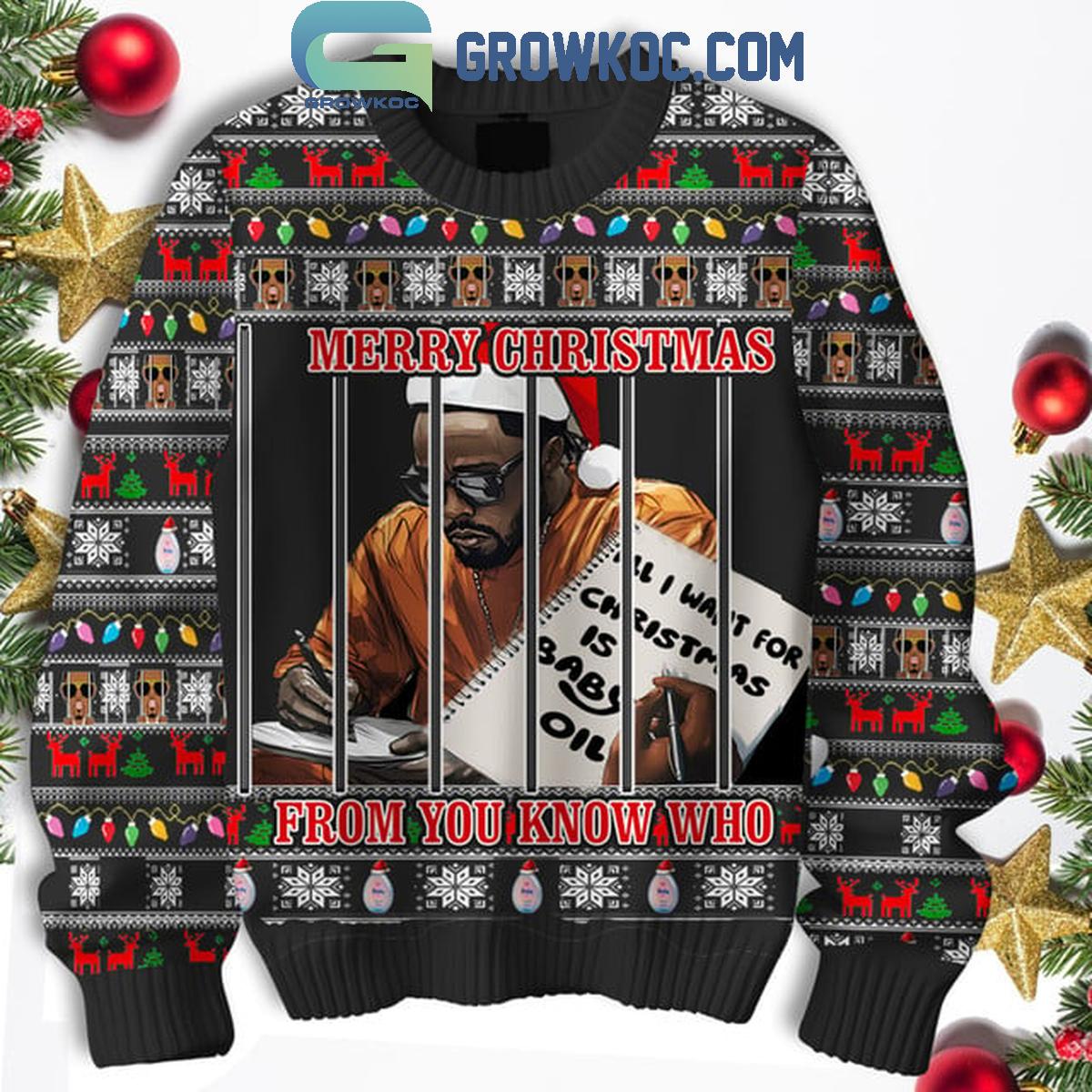 P Diddy 2024 Merry Christmas From You Know Who Ugly Sweater 1 r3CrN