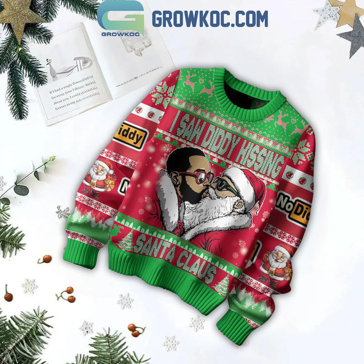P Diddy I Saw Diddy Kissing Santa Claus Christmas Ugly Sweater 1 WsFnh