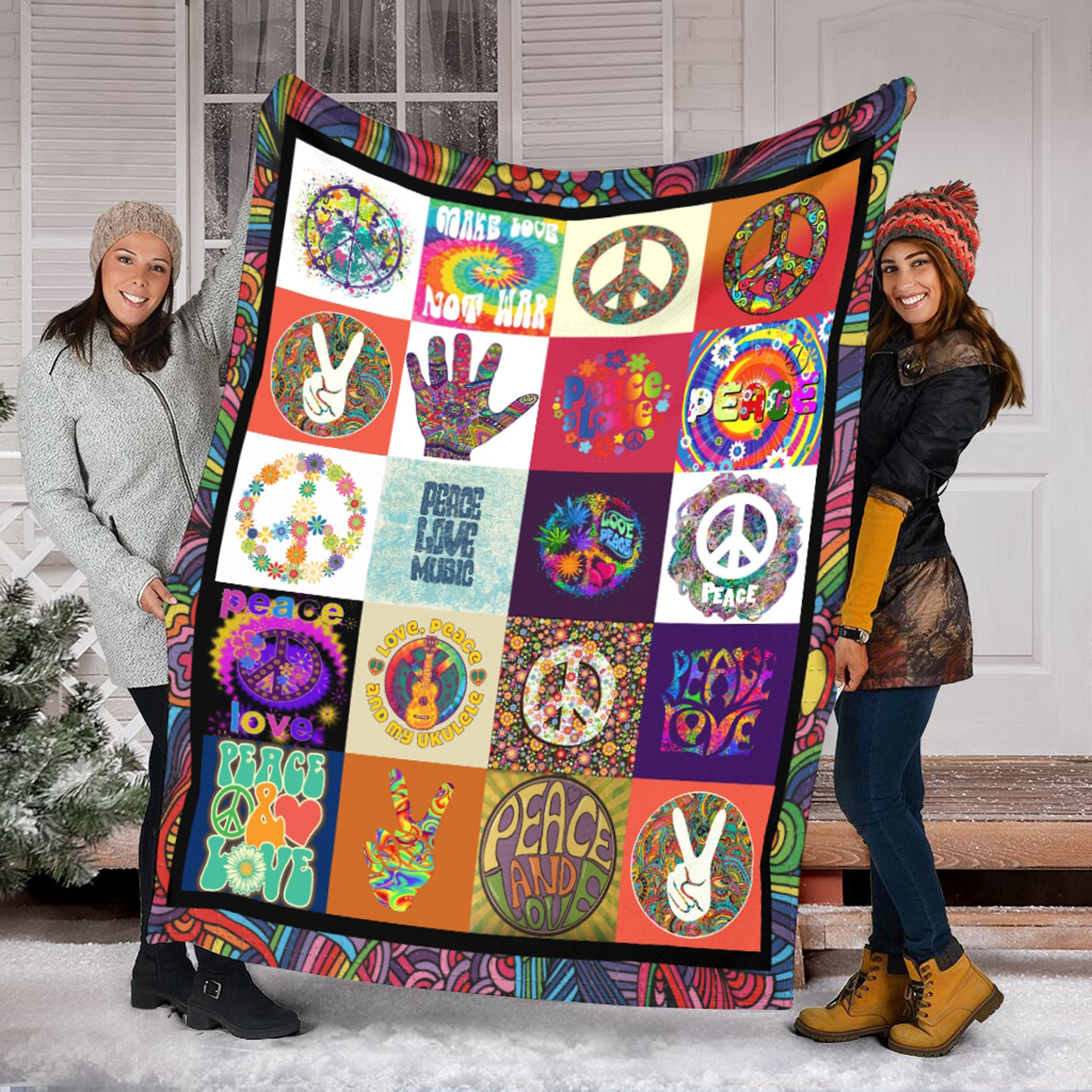 Peace Love Music Quilt Blanket Harmonious Gift 0