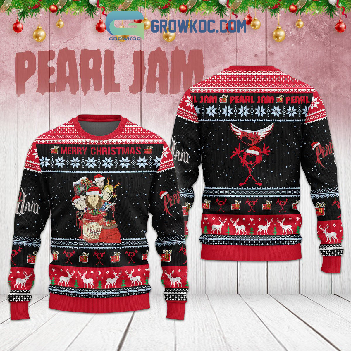 Pearl Jam Snow Merry Christmas Uglt Sweater2B1 QpO07