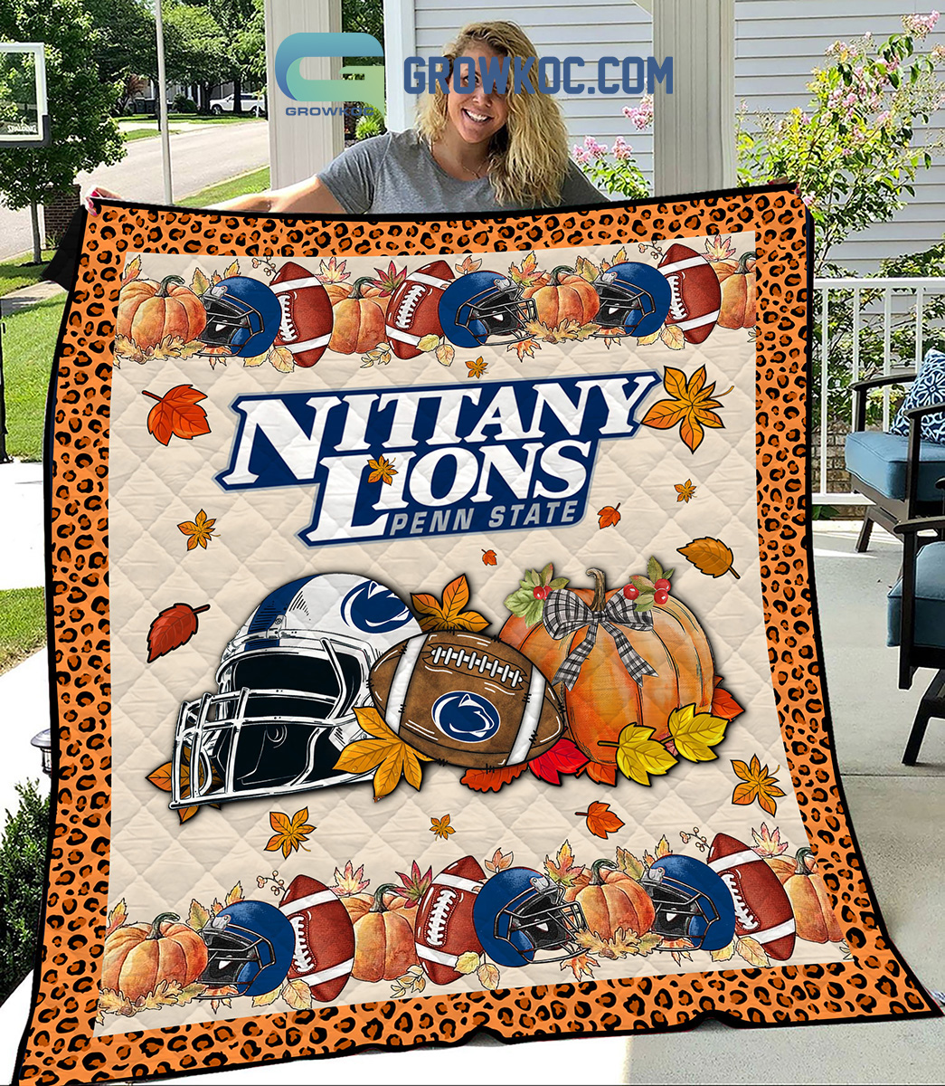 Penn State Nittany Lions NCAA Football Welcome Fall Pumpkin Halloween Fleece Blanket Quilt2B1 ZfslO