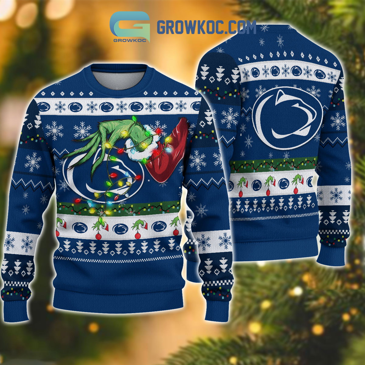 Penn State Nittany Lions NCAA Grinch Christmas Ugly Sweater2B1 s3Hcd