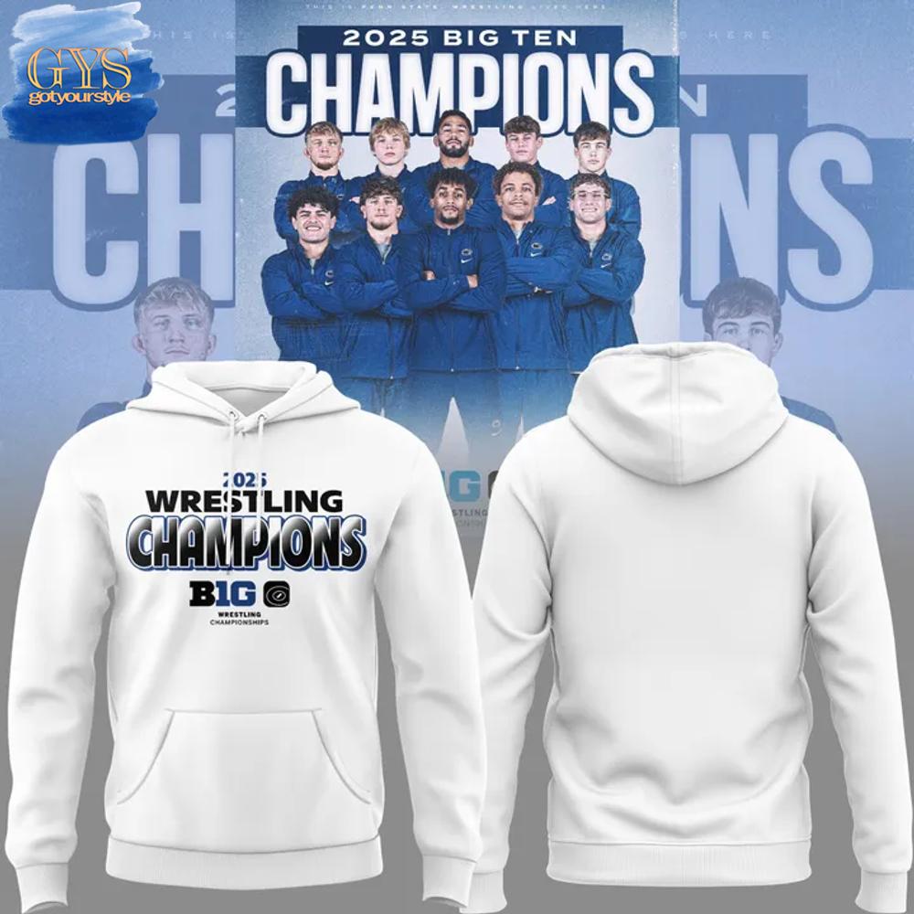 Penn State Wrestling Big Ten Champions 2025 White Hoodie 1