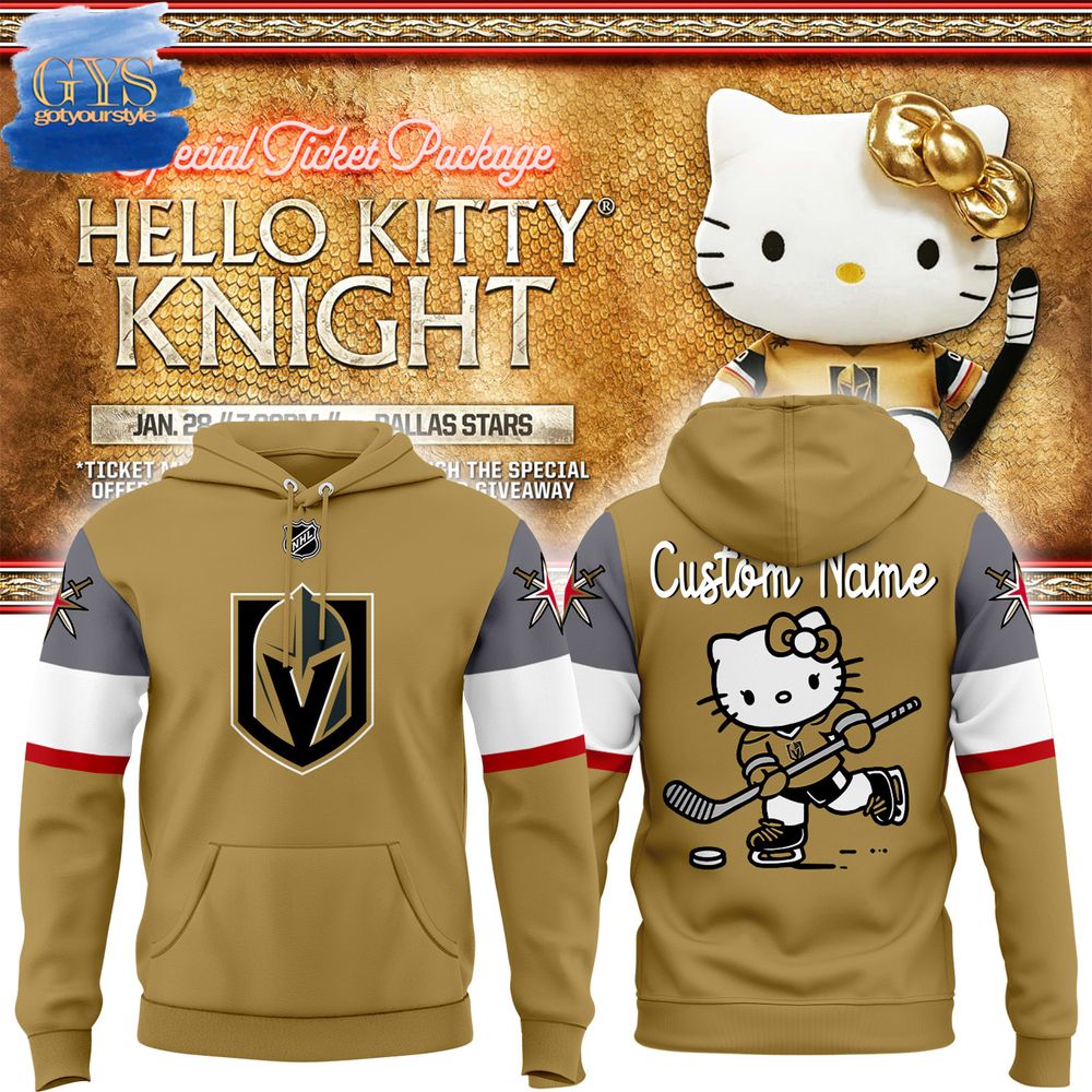 Personalization Vegas Golden Knights X Hello Kitty Hoodie 1