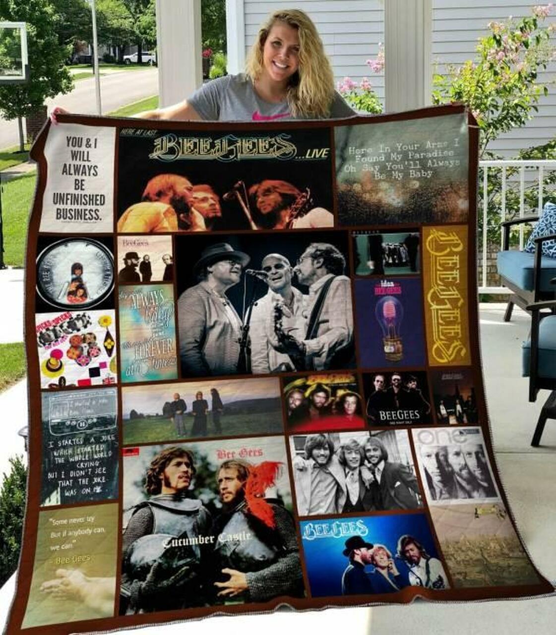 Personalized Bee Gees Quilt Bedding Set Great for Bedroom Decor and Family Gifts 0