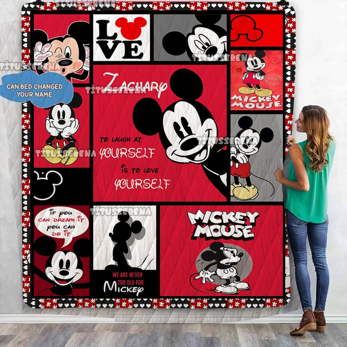 Personalized Mickey Mouse Quilt Blanket Mickey Mouse Bedding Set Mickey Mouse Birthday Gifts Christmas Gift For Kids 0