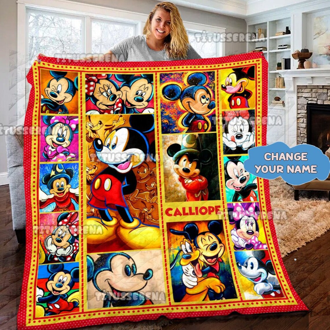 Personalized Mickey Mouse Quilt Blanket Mickey Mouse Bedding Set Mickey Mouse Christms Gifts Birthday Gift For Kids 0