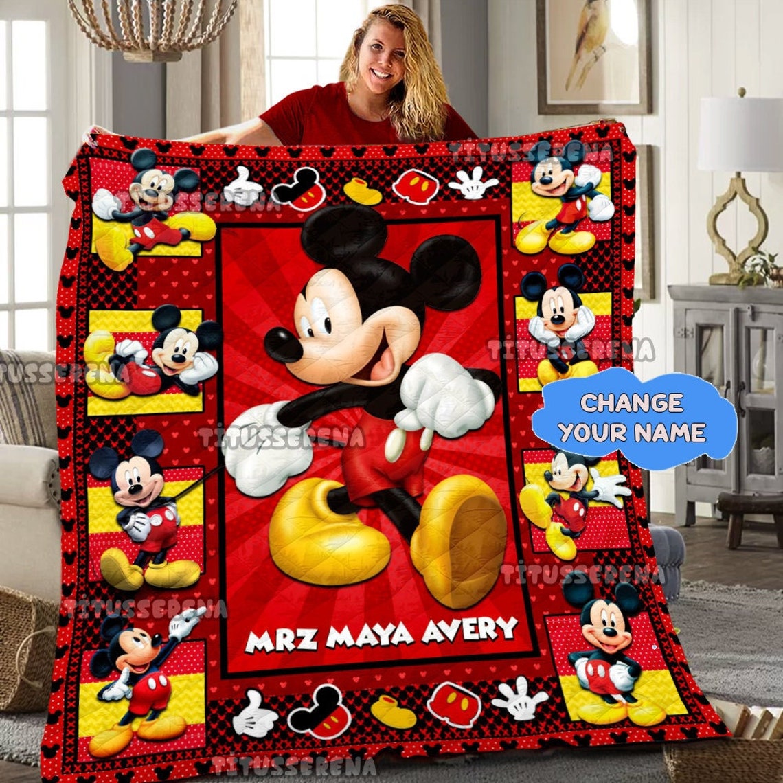 Personalized Mickey Mouse Quilt Blanket Mickey Mouse Fleece Blanket Mickey Mouse Birthday Gifts Christmas Gift For Kids 0 1 1 1 1 1 1