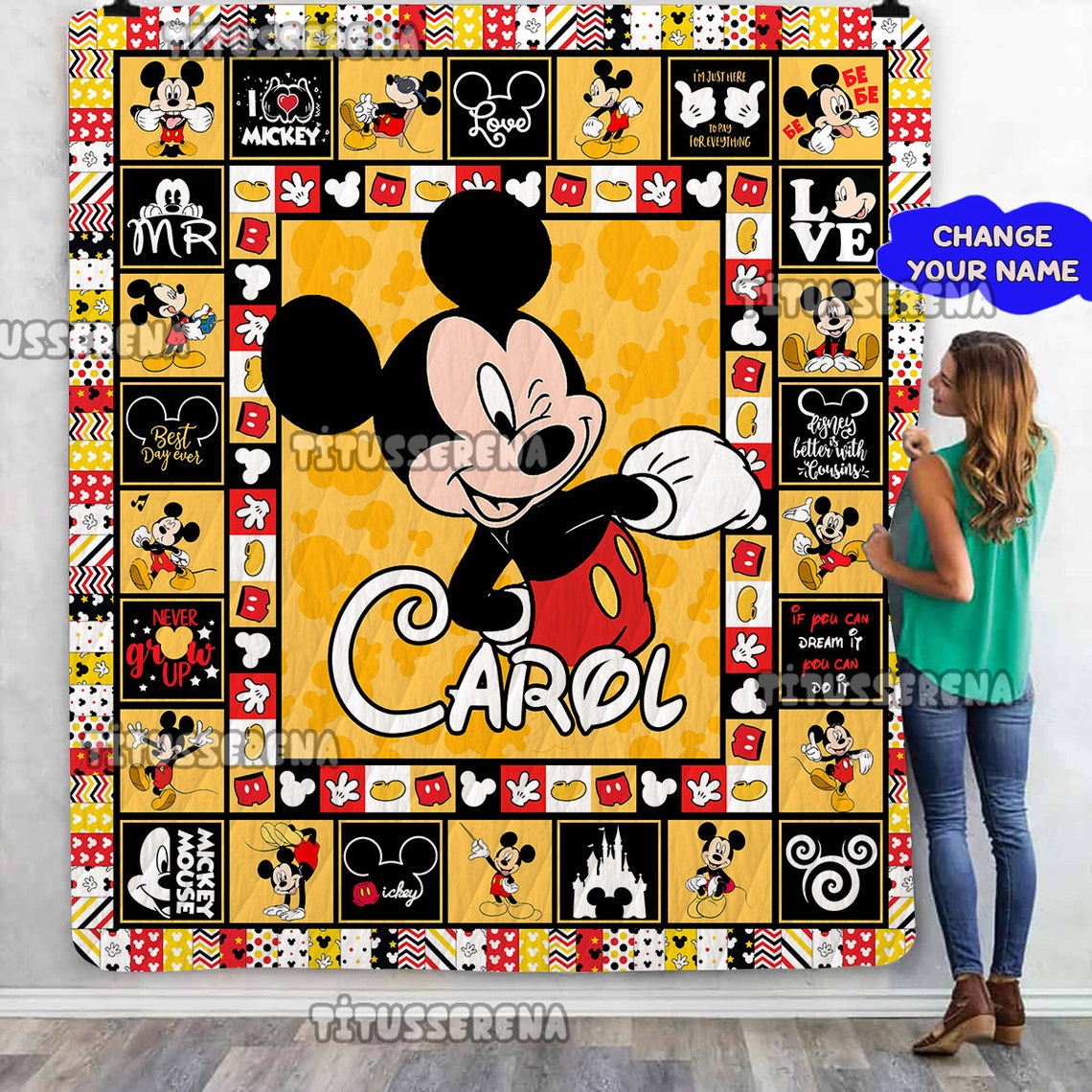 Personalized Mickey Mouse Quilt Blanket Mickey Mouse Fleece Blanket Mickey Mouse Birthday Gifts Christmas Gift For Kids 0 1