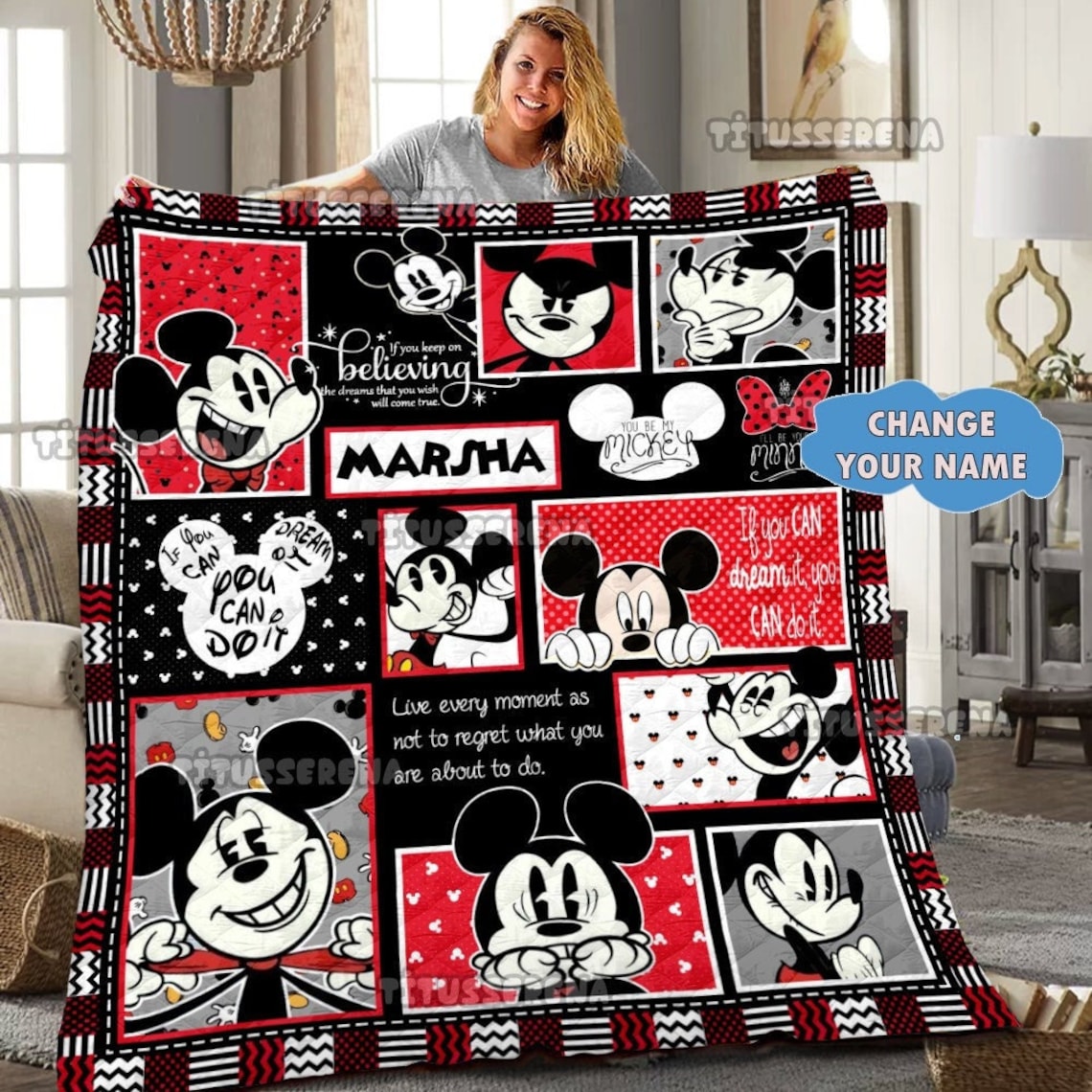 Personalized Mickey Mouse Quilt Blanket Mickey Mouse Fleece Blanket Mickey Mouse Birthday Gifts Christmas Mickey Gift For Kids 0 1