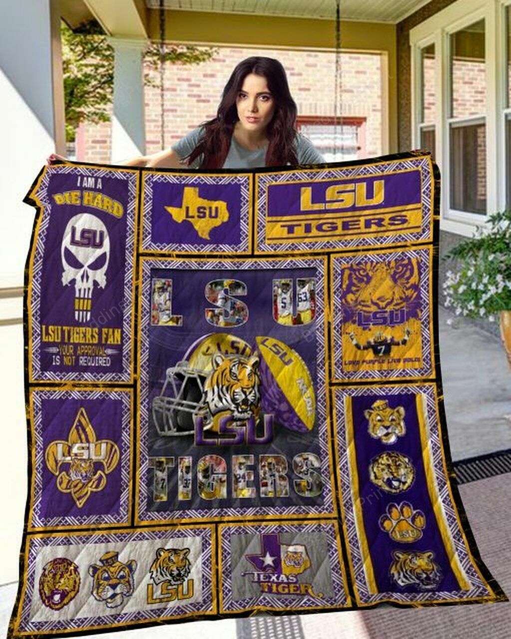 Personalized Ncaa Lsu Tigers Quilt Blanket Bedding Set Suitable for Home Decoration and Family Gifts 0