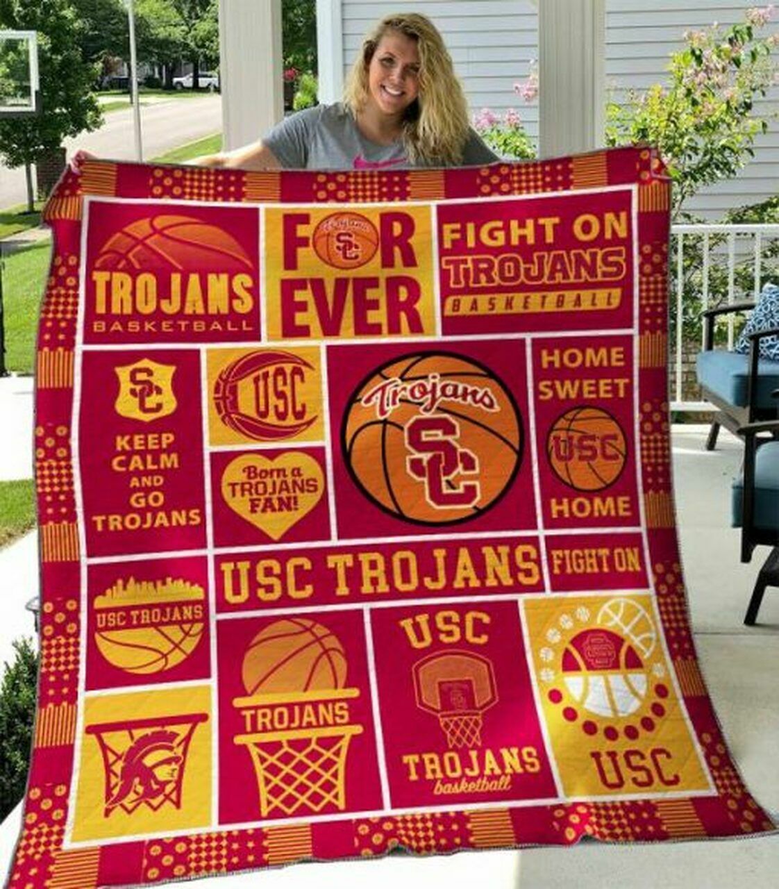 Personalized Ncaa Usc Trojans Quilt Bedding Set Blanket for Home Decor and Family Gifts 0