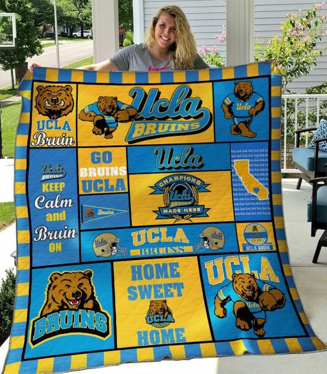 Personalized UCLA Bruins Quilt Blanket Bedding Set for Bedroom Decor and Great Gifts for Fans 0
