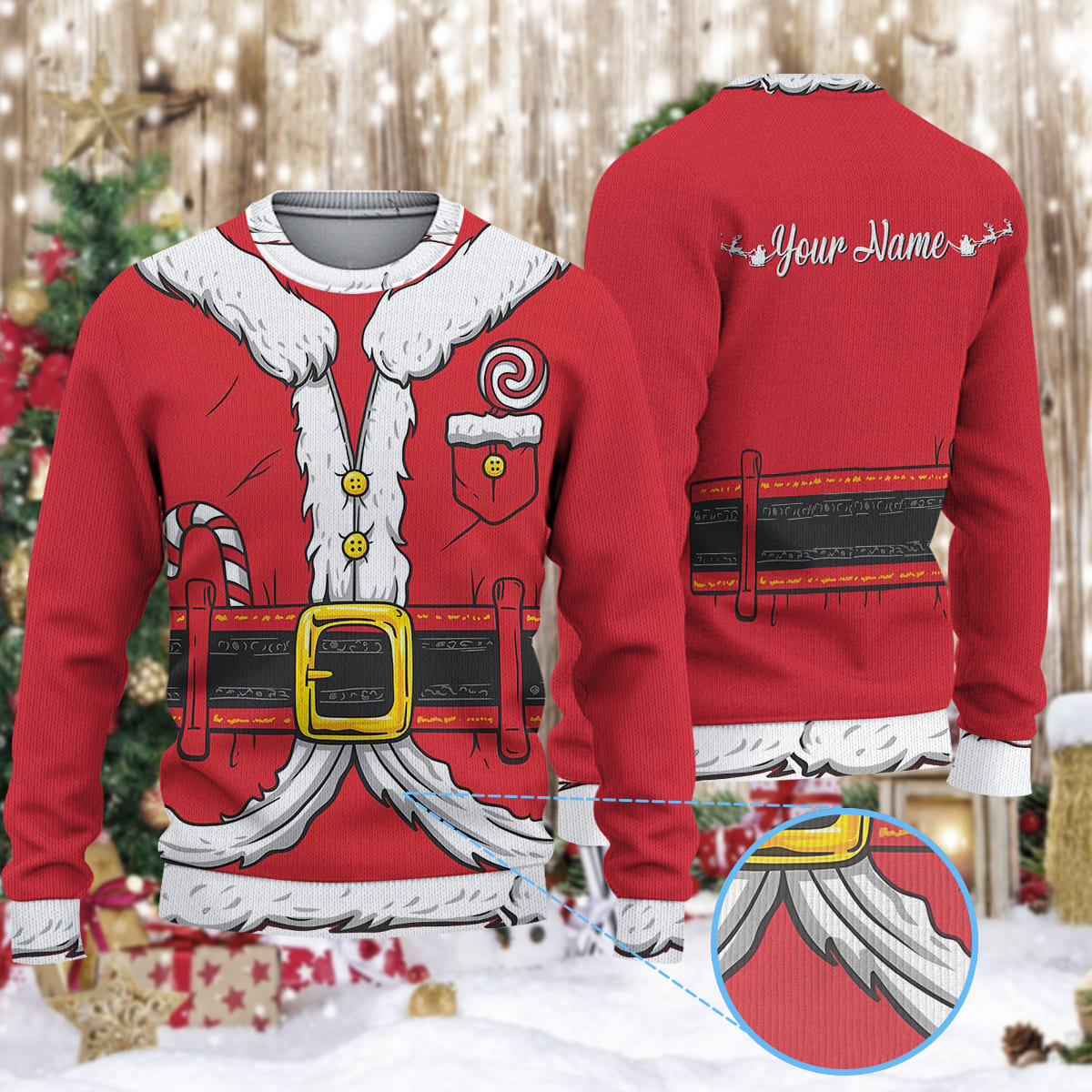 Personalized Santa Claus Christmas Knitted Sweater 2 1