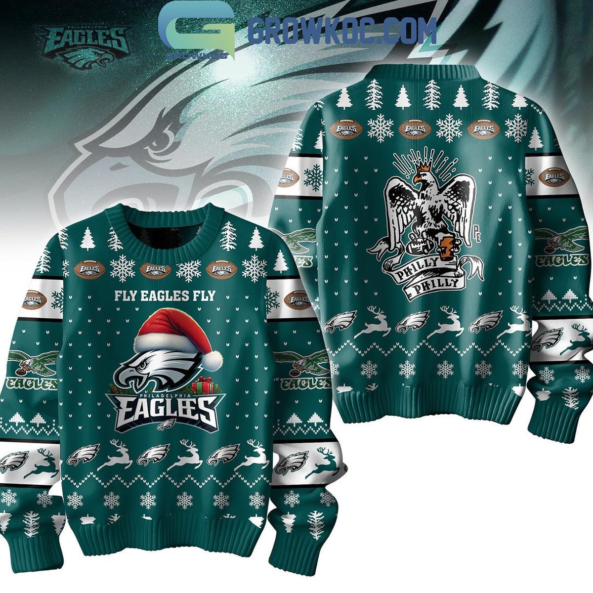 Philadelphia Eagles Fly Eagles Fly Philly Philly 2024 Christmas Ugly Sweater 1 GCrWC