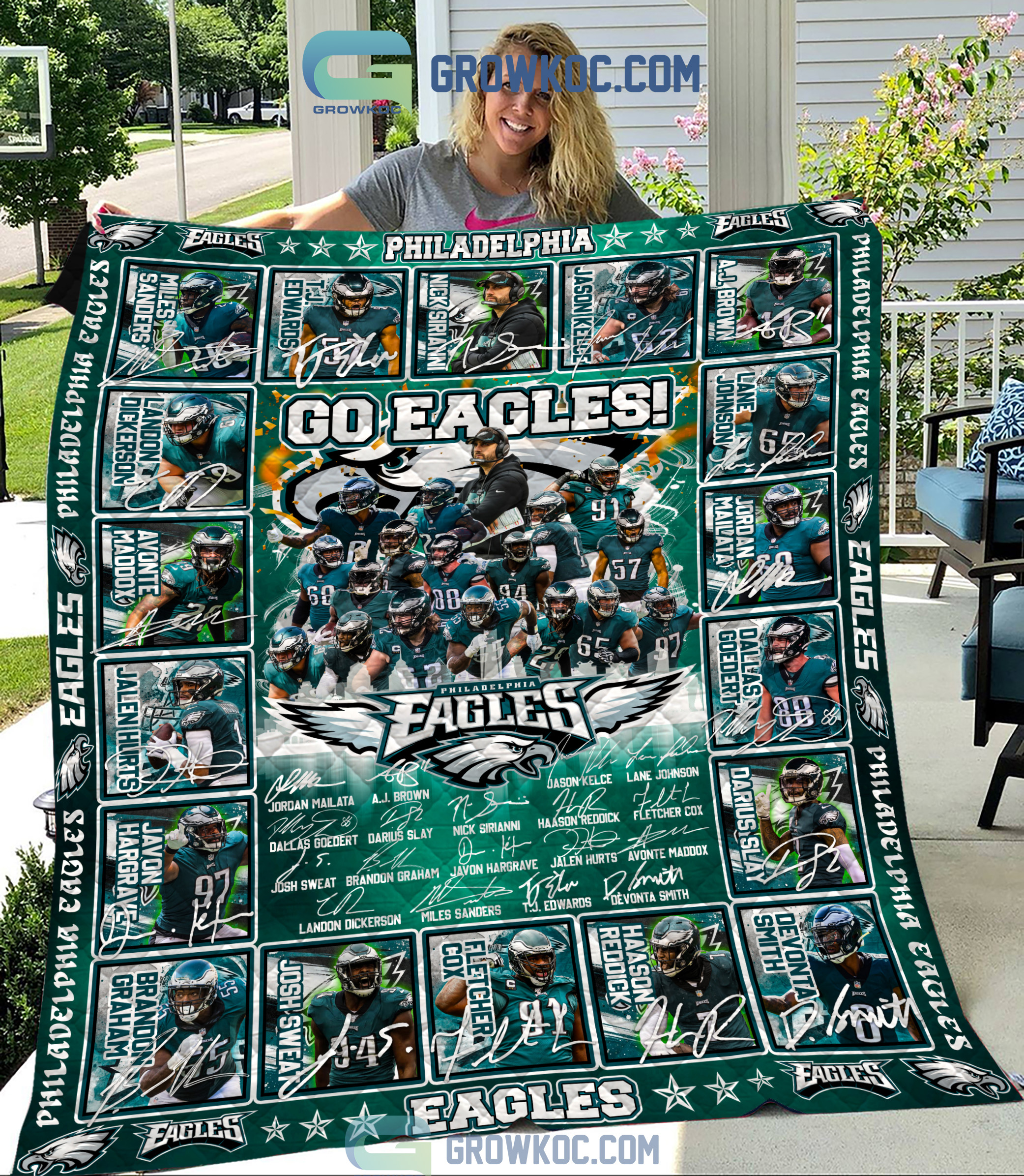 Philadelphia Eagles NFL Go Eagles Fleece Blanket Quilt2B1 1 U4LyQ