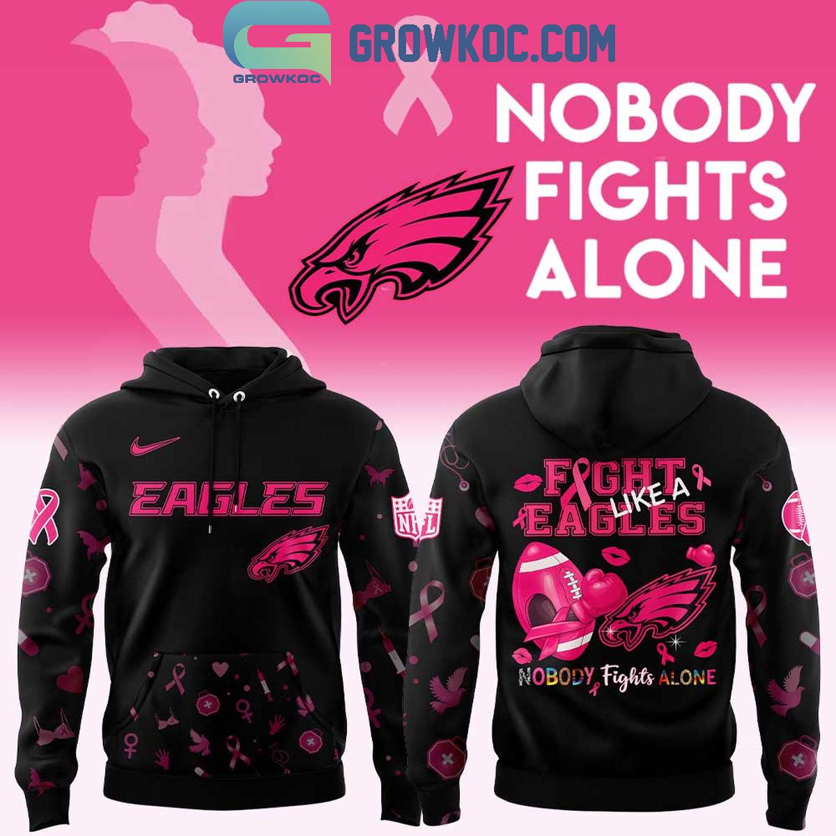 Philadelphia Eagles Nobody Fights Alone Breast Cancer Hoodie Shirt 1 MaiFV