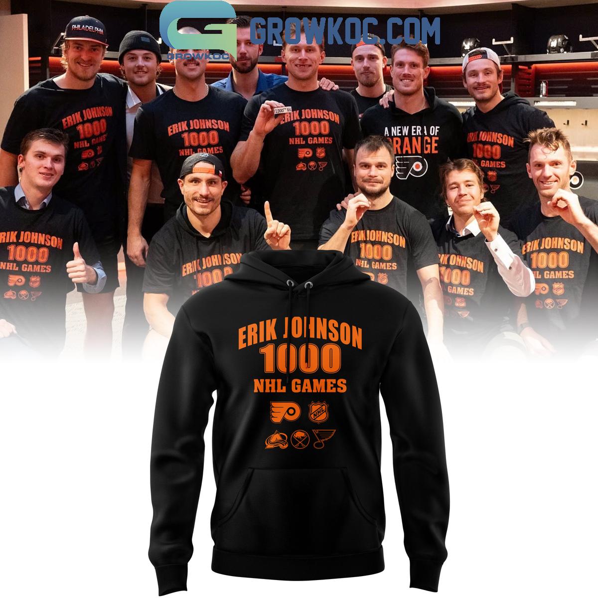 Philadelphia Flyers Erik Johnson 1000 NHL Games 2024 Hoodie T Shirt 1 FpBT4