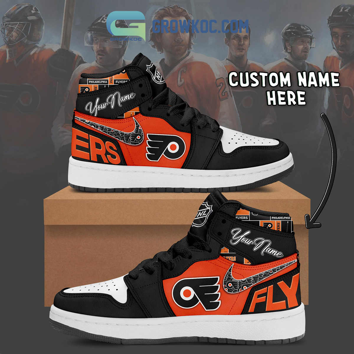 Philadelphia Flyers NHL Personalized Air Jordan 1 Shoes2B1 GNu3M