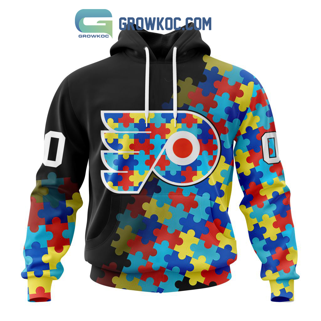 Philadelphia Flyers Puzzle Design Autism Awareness Personalized Hoodie Shirts2B1 mPhR7