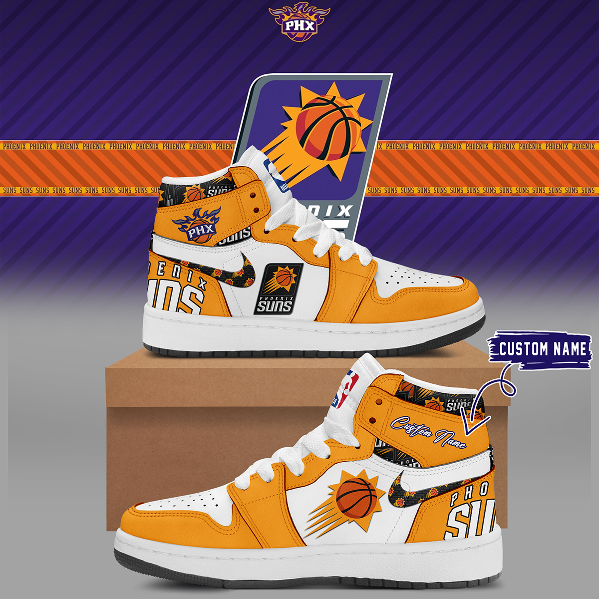 Phoenix Suns Basketball Personalized Air Jordan 1 Shoes2B1 VDb3E