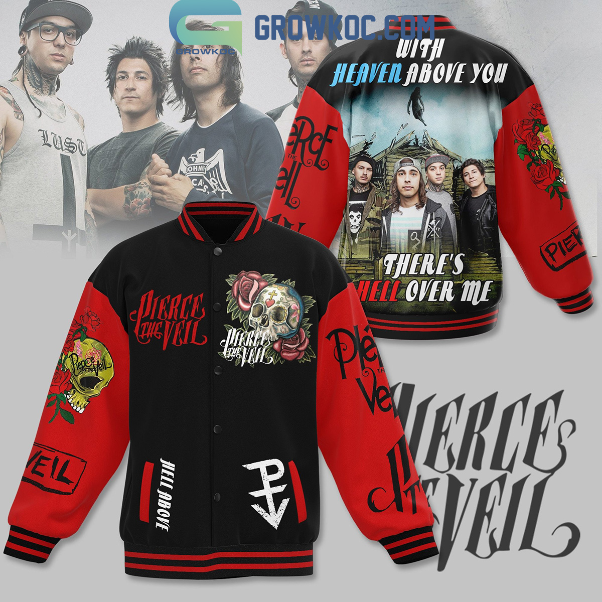 Pierce The Veil With Heaven Above You Theres Hell Over Me Baseball Jacket2B1 1FVRu