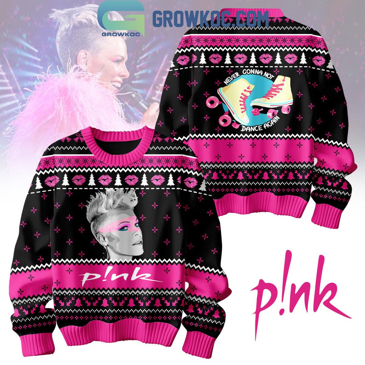 Pink Never Gonna Not Dance Again Merry Christmas Ugly Sweater 1 4L5XR