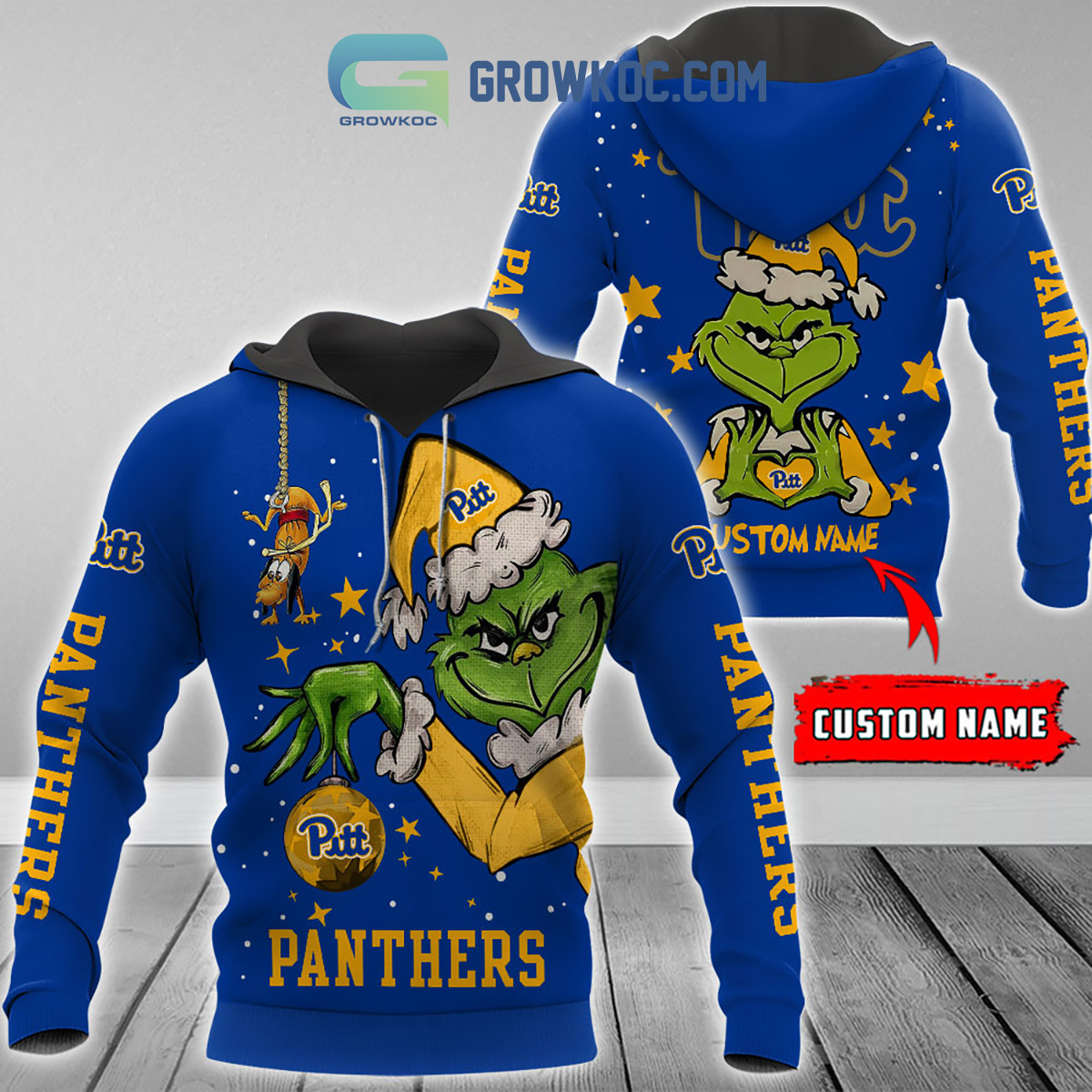 Pittsburgh Panthers Grinch Christmas Personalized NCAA Hoodie Shirts2B1 pHO7K