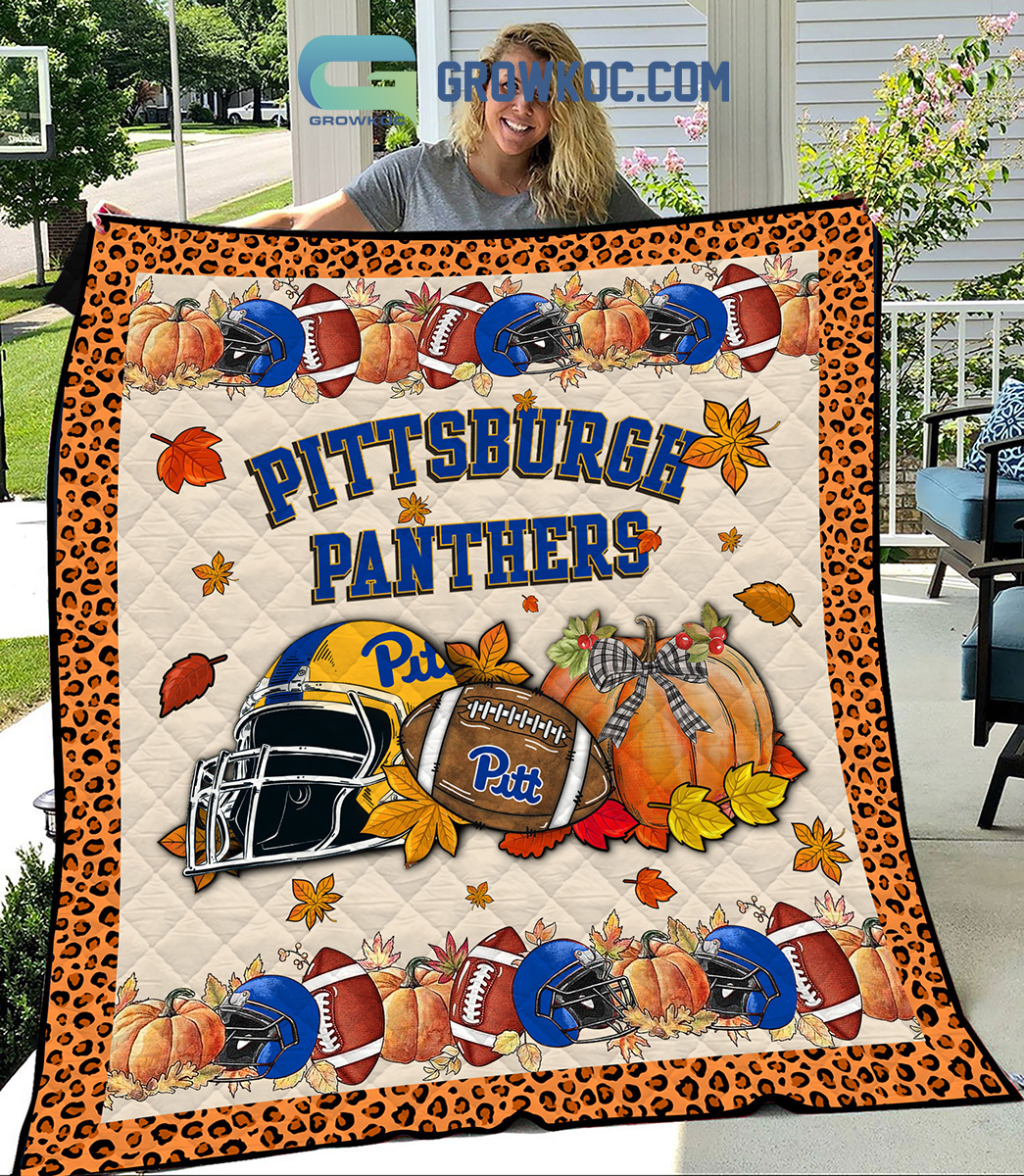 Pittsburgh Panthers NCAA Football Welcome Fall Pumpkin Halloween Fleece Blanket Quilt2B1 qbtWP