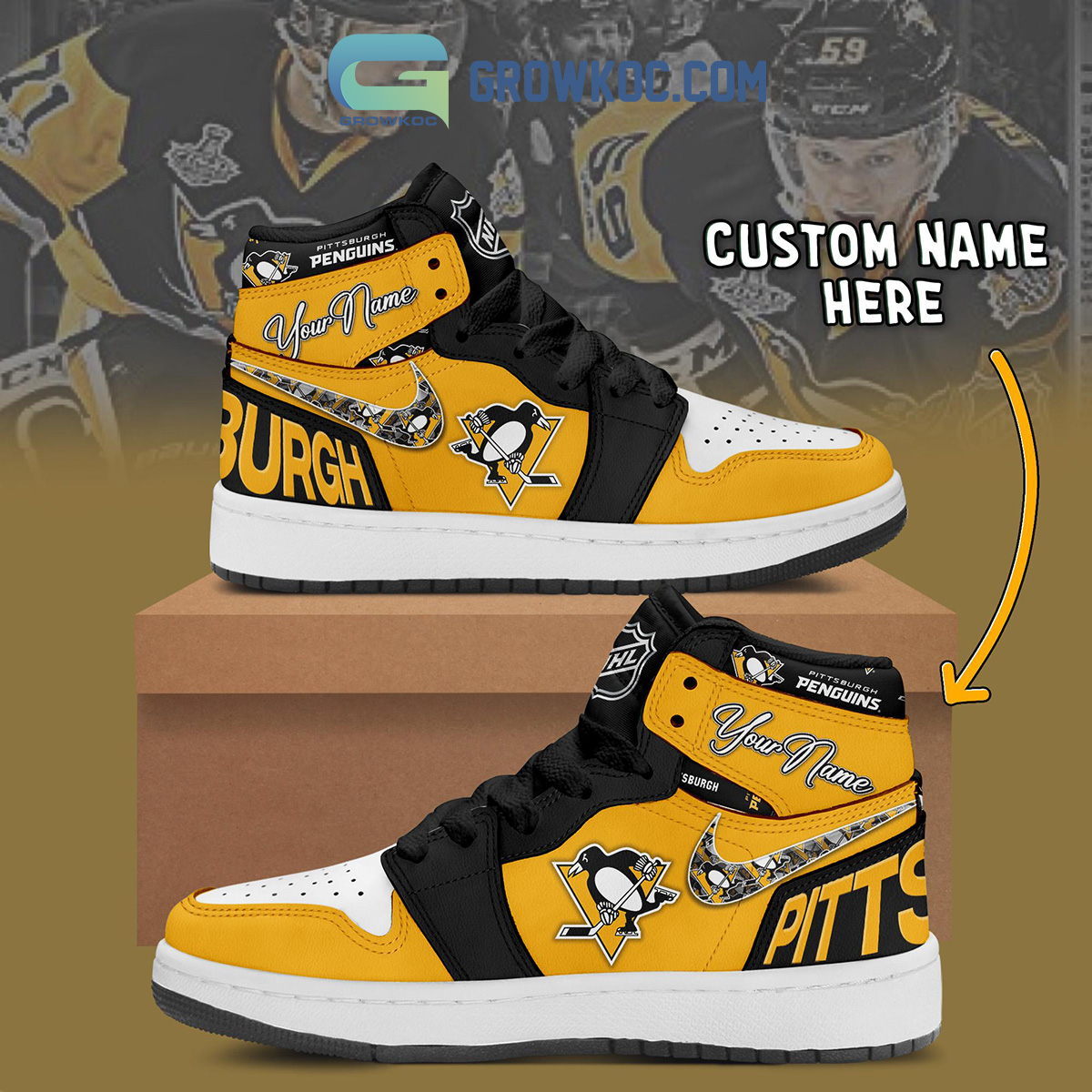Pittsburgh Penguins NHL Personalized Air Jordan 1 Shoes2B1 d116s