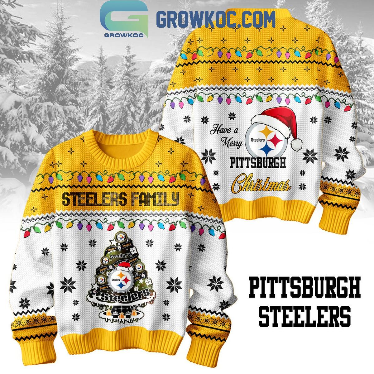 Pittsburgh Steelers Family Have A Merry Christmas 2024 Ugly Sweater 1 wGDUo