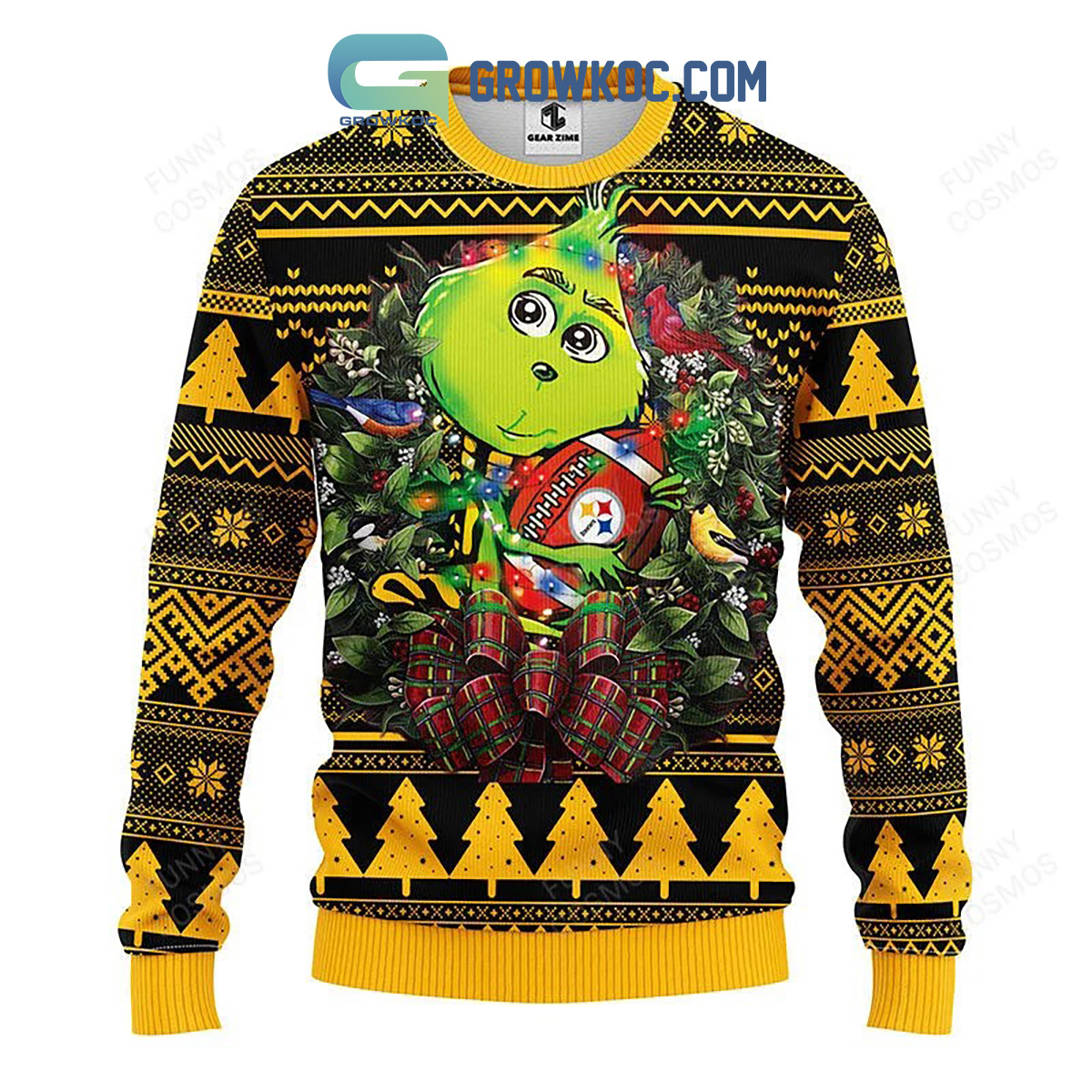 Pittsburgh Steelers Grinch Hug Christmas Ugly Sweater2B1 pQRwQ