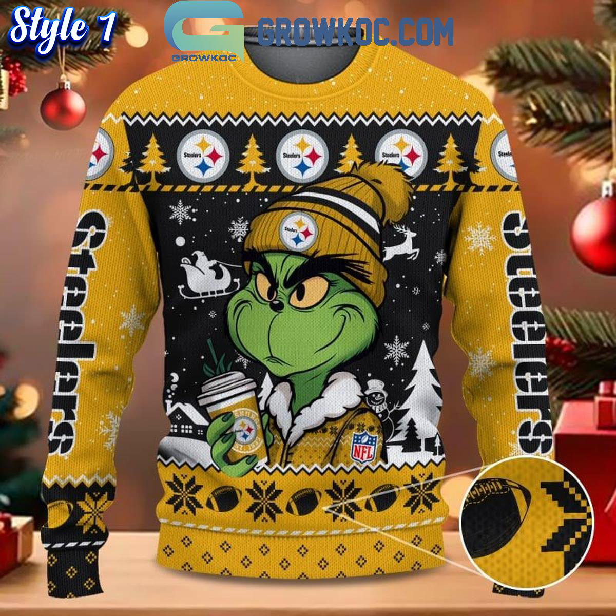 Pittsburgh Steelers Grinch Stolen Christmas 2024 Grinchmas Ugly Sweater 1 hSarz 1