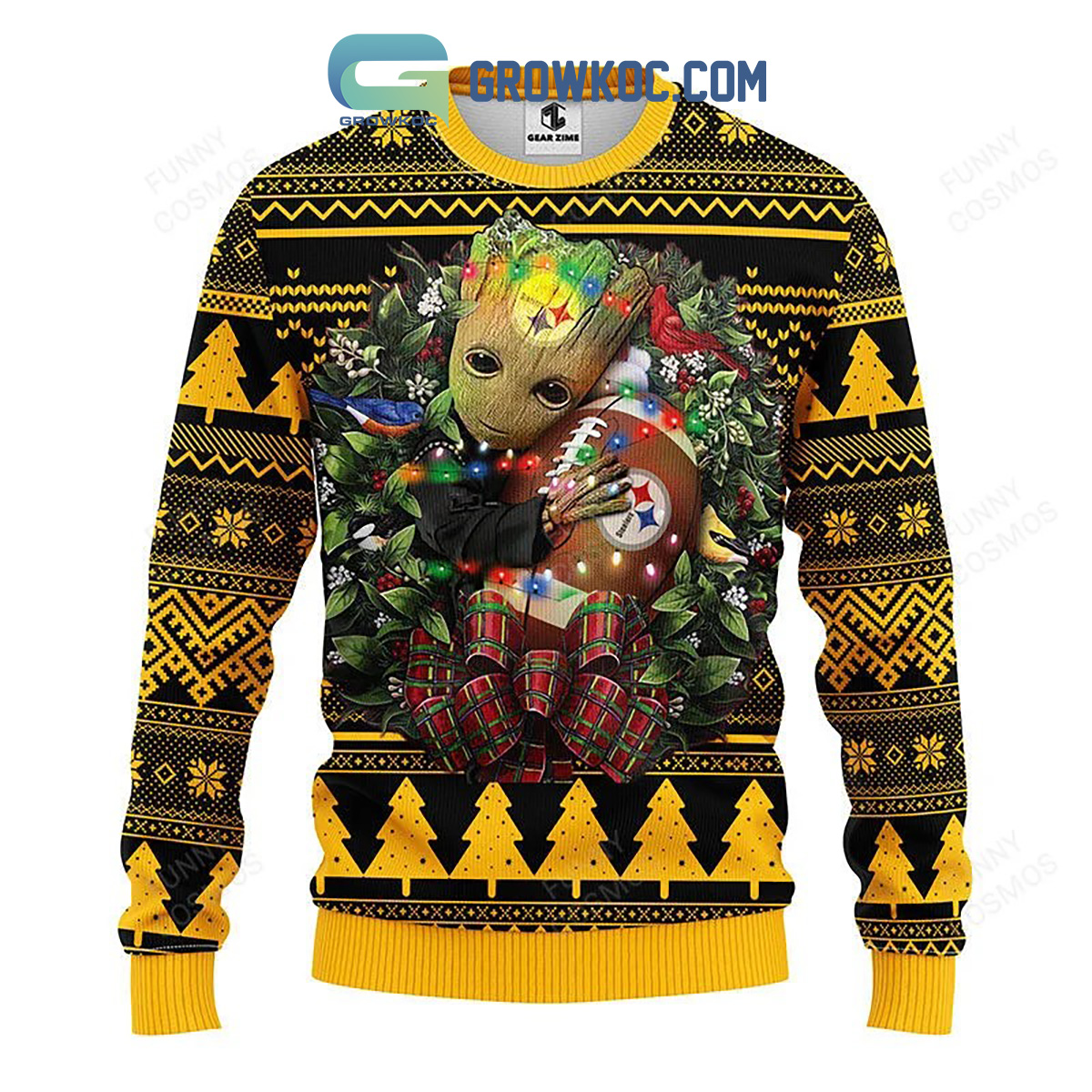 Pittsburgh Steelers Groot Hug Christmas Ugly Sweater2B1 OrSXK
