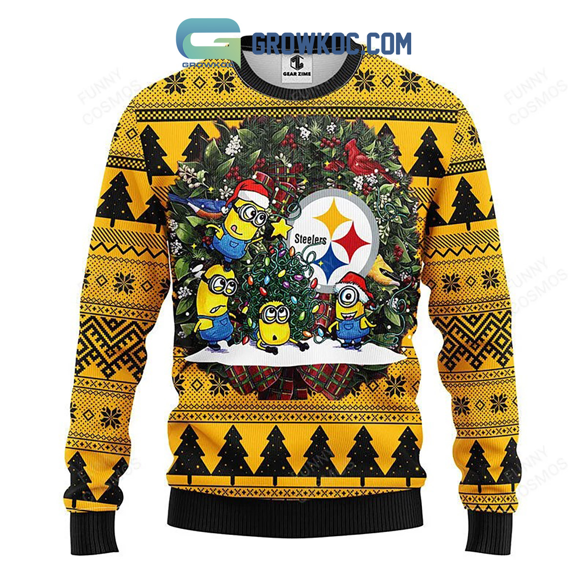 Pittsburgh Steelers Minion Christmas Ugly Sweater2B1 2I5XT