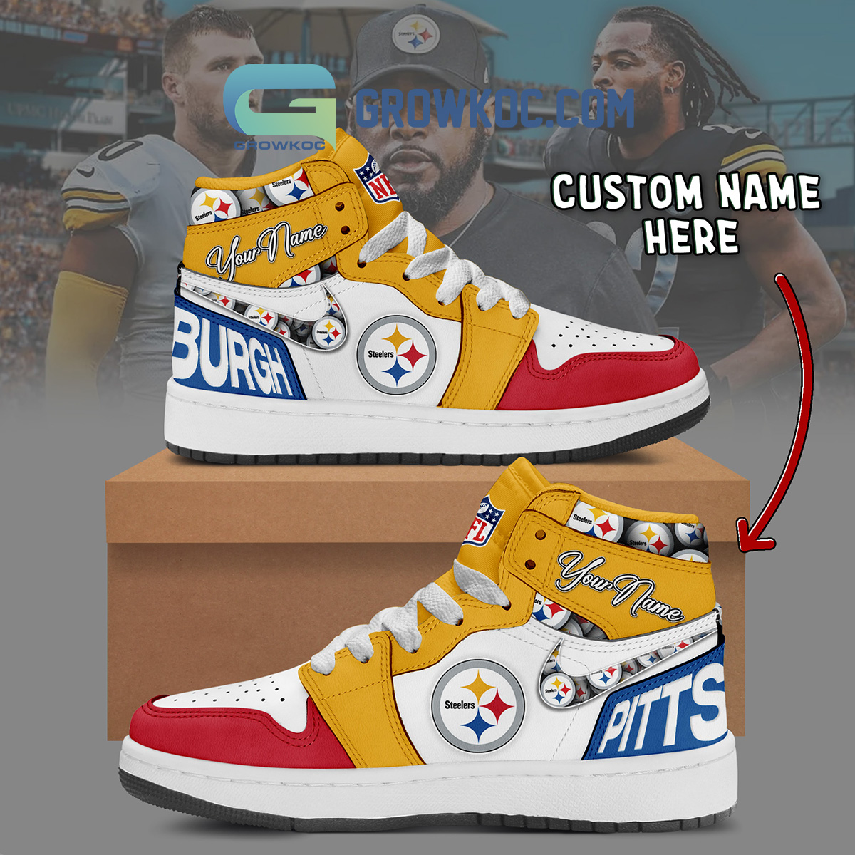 Pittsburgh Steelers Personalized Air Jordan 1 High Top Shoes Sneakers2B1 j3s5O