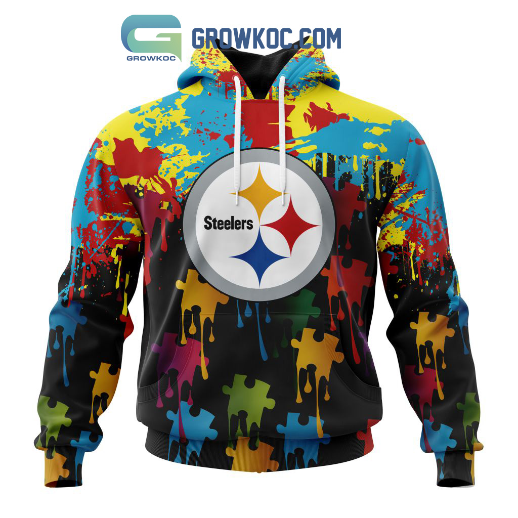 Pittsburgh Steelers Personalized Autism Awareness Puzzle Painting Hoodie Shirts2B1 PuW4T