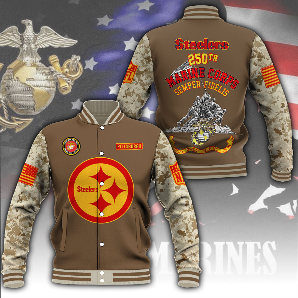 Pittsburgh Steelers x US Marine Corps 250th Anniversary Varsity Jacket MAITM12797