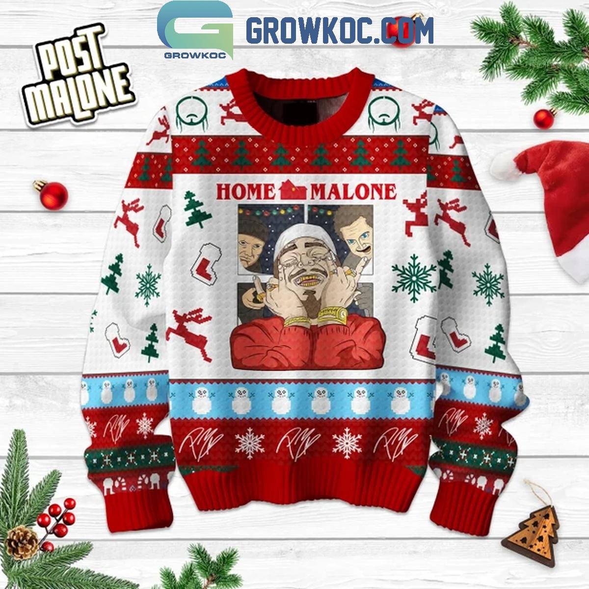 Post Malone Christmas Home Alone With Malone Ugly Sweater 1 7U2ML