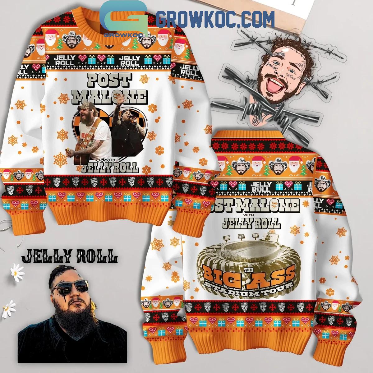 Post Malone Posty With Jelly Roll 2025 Tour Christmas Ugly Sweater 1 7e5F1