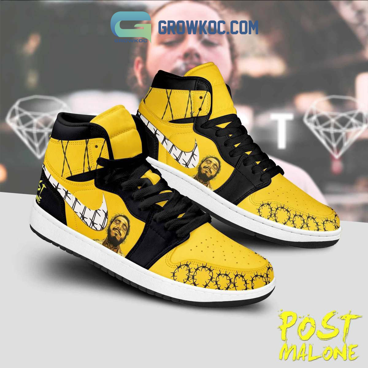Post Malone Sunflower Song Artist Black Lace Air Jordan 1 Shoes2B1 o4rff