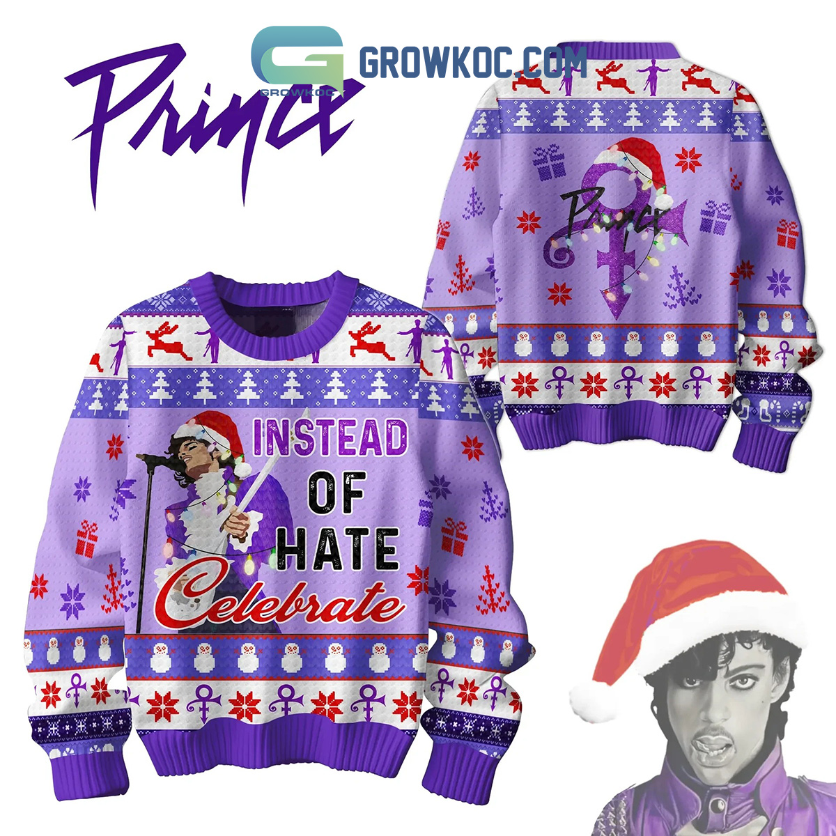 Prince Instead Of Hate Celebrate Christmas 2024 Ugly Sweater2B1 JtTJw