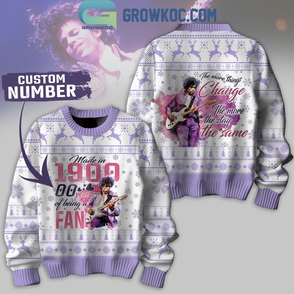 Prince Made In 19xx With Years Of Being A Fan Personalized Christmas Ugly Sweater 1 bA7AV