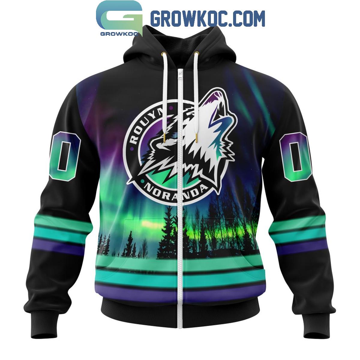 QMJHL Rouyn Noranda Huskies Special Design With Northern Lights Hoodie T Shirt 1 vKK9q