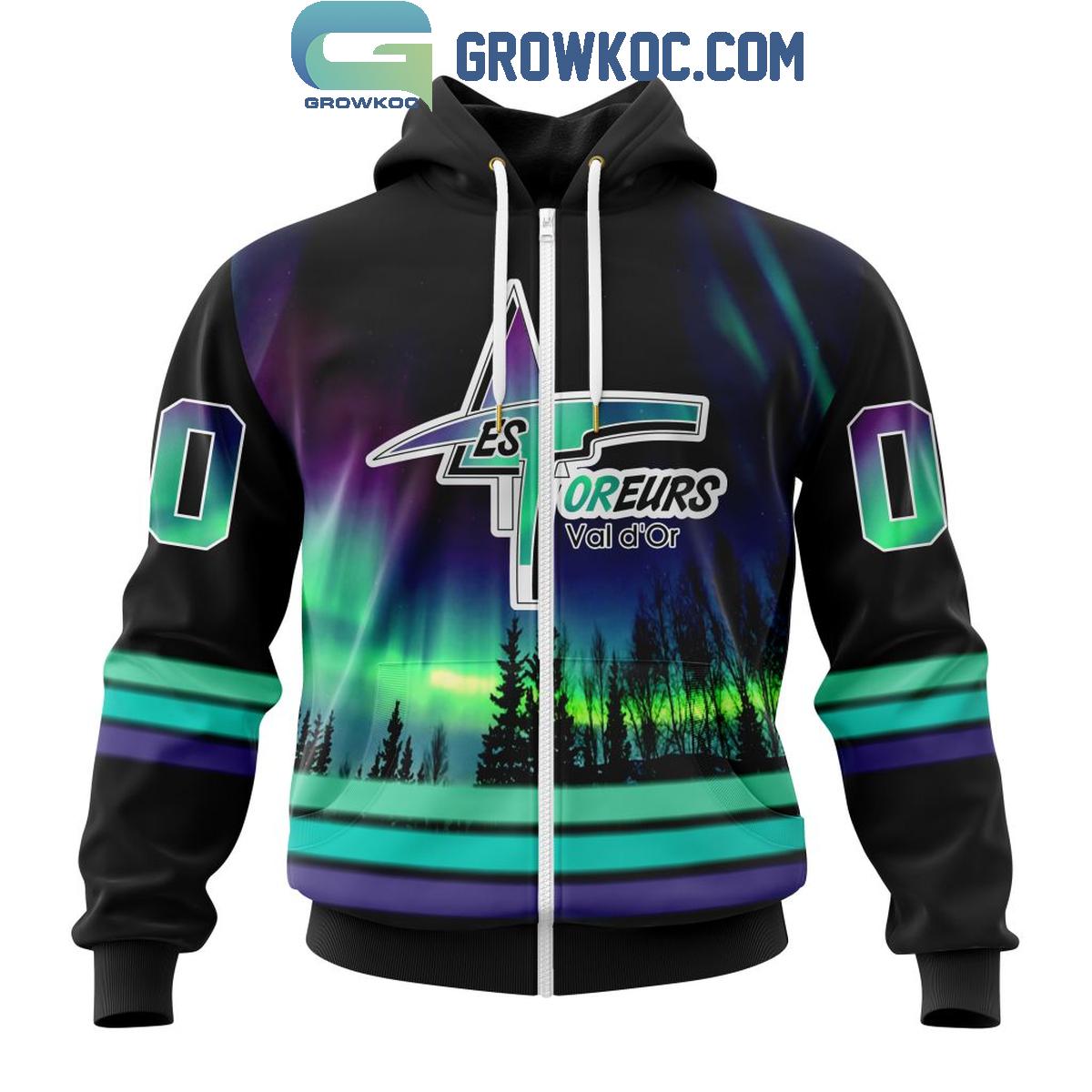 QMJHL Val DE28099Or Foreurs Special Design With Northern Lights Hoodie T Shirt 1 H2f4M