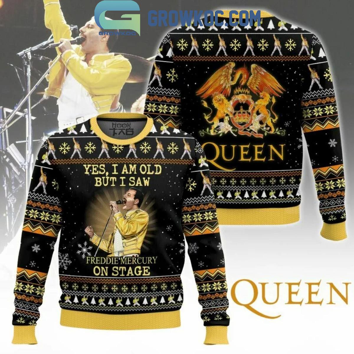 Queen Yes I am Old But I Saw Freddie Mercury On Stage Christmas Ugly Sweater 1 kYyi0