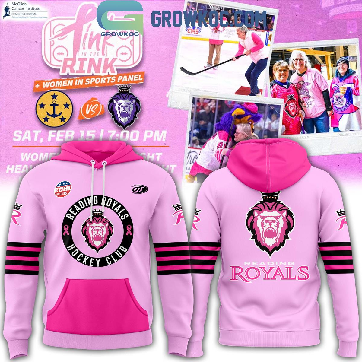Reading Royals Pink In The Rink 2025 Hoodie T Shirt 1 ZVXaH