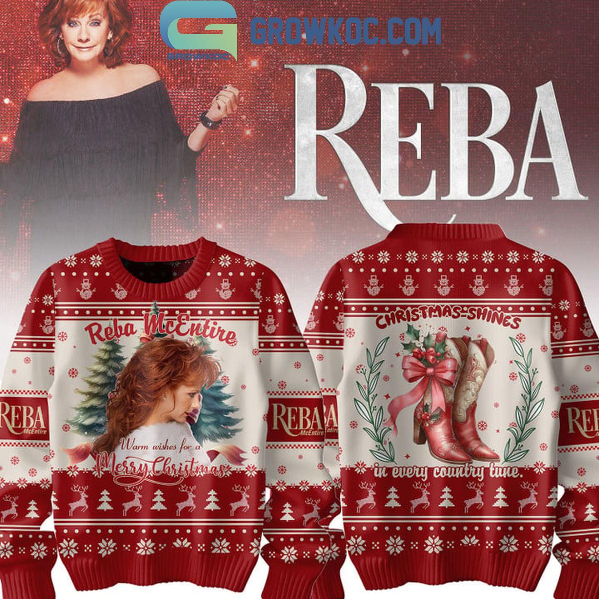 Reba McEntire Christmas Shines In Every Country Time 2024 Ugly Sweater 1 vY3nj