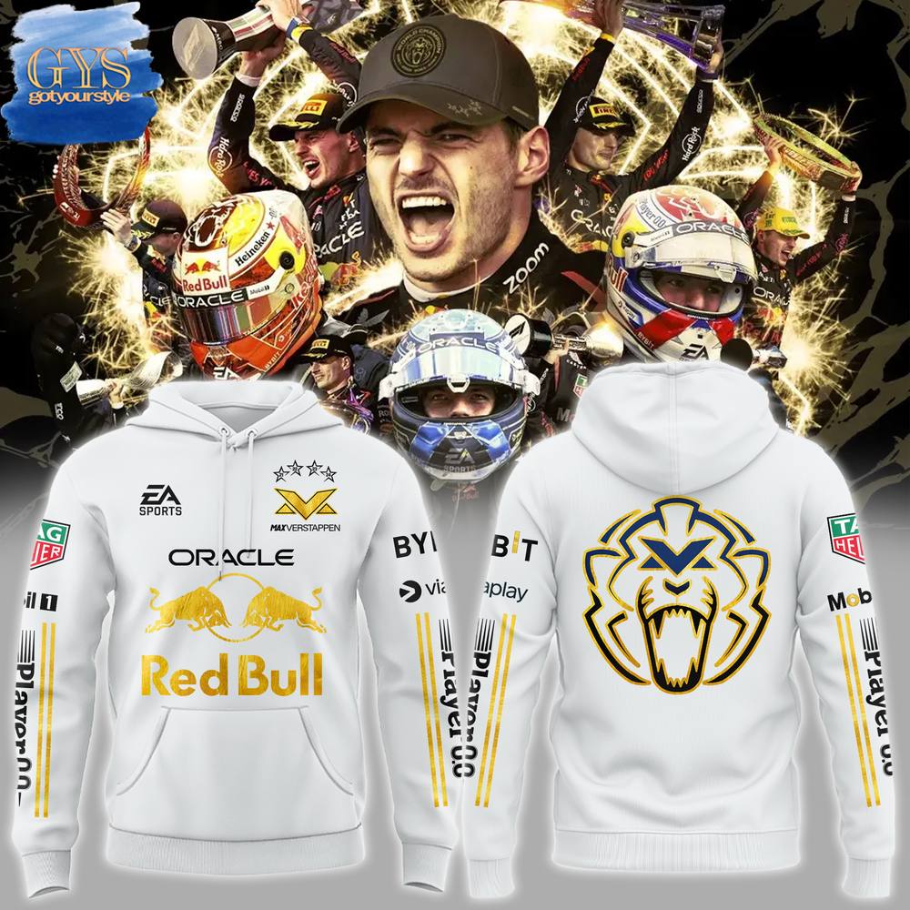 Red Bull Racing FOURTH World Championship Max Verstappen Special White Hoodie 1